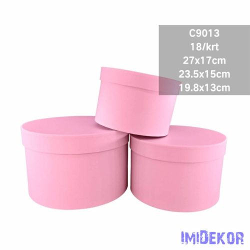 Papírdoboz 3db/szett kerek D27-23,5-19,8cm - Rózsaszín