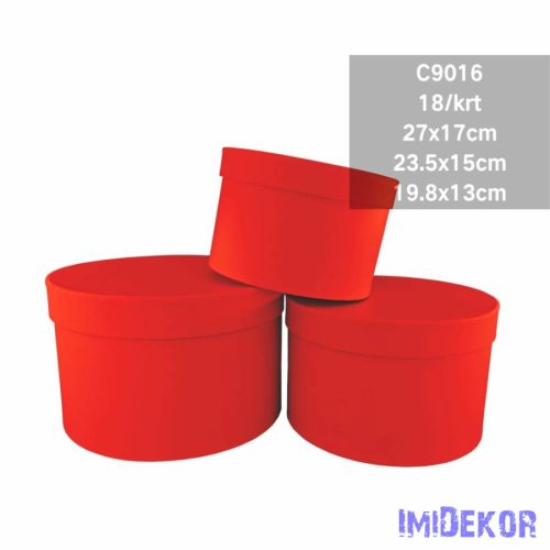 Papírdoboz 3db/szett kerek D27-23,5-19,8cm - Piros