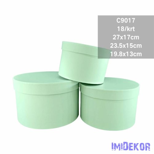 Papírdoboz 3db/szett kerek D27-23,5-19,8cm - Halvány Zöld