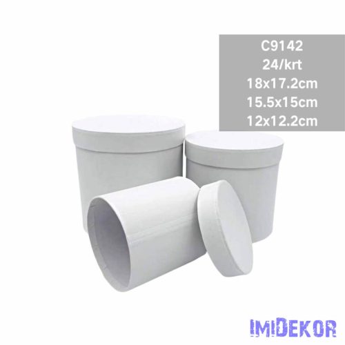 Papírdoboz 3db/szett kerek D18-15,5-12cm - Fehér
