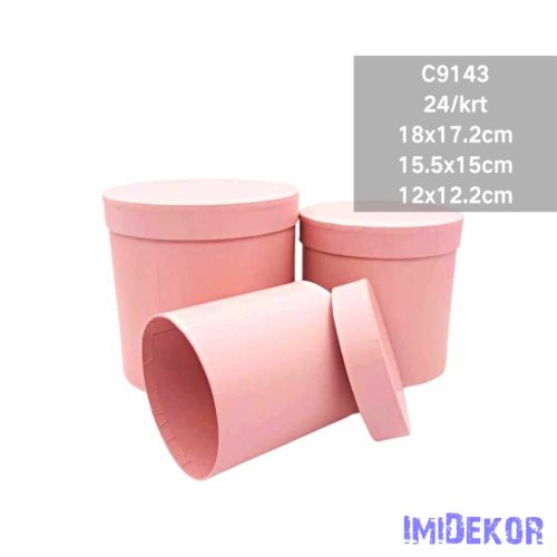 Papírdoboz 3db/szett kerek D18-15,5-12cm - Rózsaszín