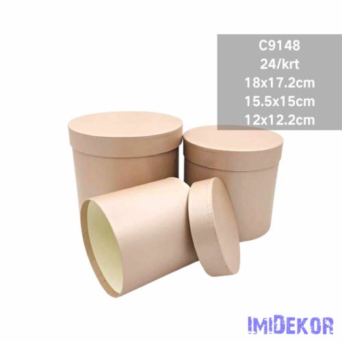 Papírdoboz 3db/szett kerek D18-15,5-12cm - Púder