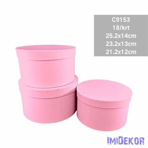Papírdoboz 3db/szett kerek D25,2-23,2-21,2cm - Rózsaszín