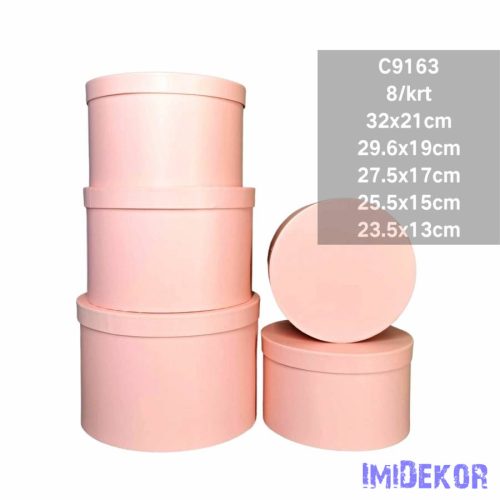 Papírdoboz 5db/szett kerek D32-29,6-27,5-25,5-23,5cm - Rózsaszín