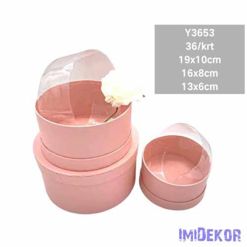 Papírdoboz 3db/szett kerek D19-16-13cm - Rózsaszín