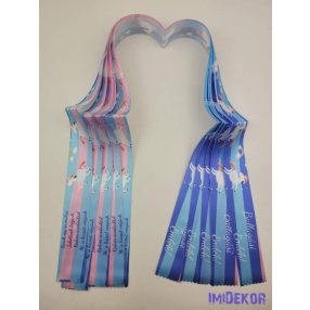 Ballagási szalag 4 cm óvodás - Kék unikornisos