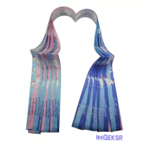 Ballagási szalag 4 cm óvodás - Kék unikornisos