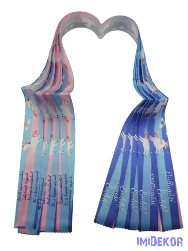 Ballagási szalag 4 cm óvodás - Kék unikornisos