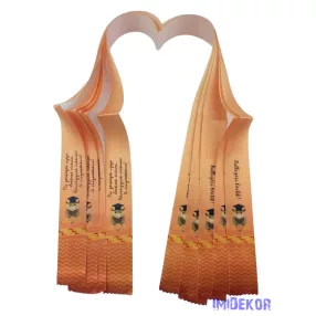 Ballagási szalag 4 cm óvodás - Narancssárga + bagoly