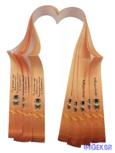 Ballagási szalag 4 cm óvodás - Narancssárga + bagoly