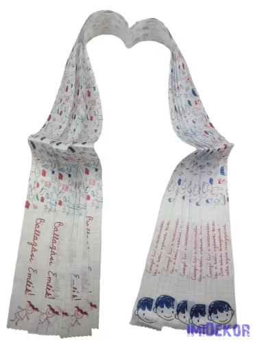 Ballagási szalag 4 cm óvodás - Kockás-rajzolt mintás