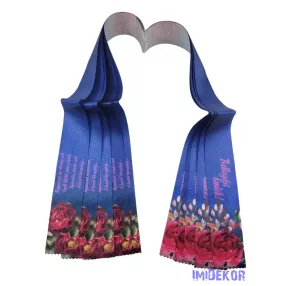 Ballagási szalag 5 cm - Sötétkék rózsás