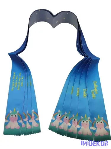 Ballagási szalag 5 cm - Kék egyszarvús