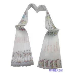 Ballagási szalag 5 cm - Fehér egyszarvús