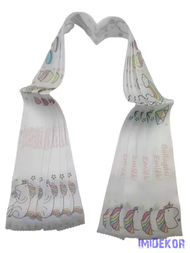 Ballagási szalag 5 cm - Fehér egyszarvús