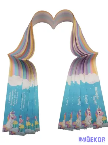 Ballagási szalag 5 cm - Színes unikornis