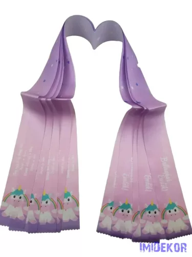 Ballagási szalag 5 cm - Lilás unikornis
