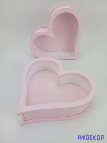 Szív forma doboz 20x19x5cm - Rózsaszín