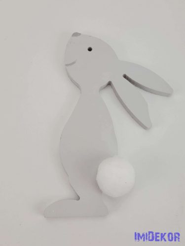 Nyuszi vastag fából pompommal 14 cm