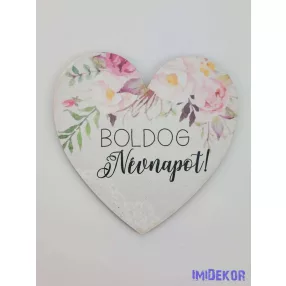 Névnapos felső peóniás tábla 9,5 cm szív