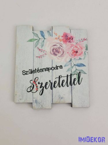 Szülinapos virágcsokor tábla 7 cm deszka