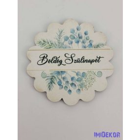 Szülinapos leveles tábla 6,5 cm csipkés