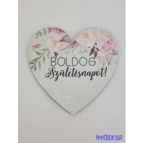 Szülinapos felső peóniás tábla 9,5 cm szív