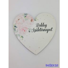 Szülinapos bal felső virágos tábla 9,5 cm szív