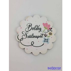 Szülinapos classic virágos tábla 6,5 cm csipkés