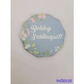 Szülinapos fakított tábla 6,5 cm kerek csipke