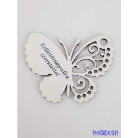 Szülinapos lepkés tábla 7x6 cm - Fehér