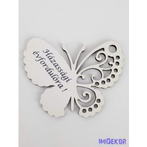 Házassági évfordulós lepkés tábla 7x6 cm - Fehér