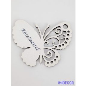Köszönettel lepkés tábla 7x6 cm - Fehér