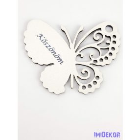 Köszönöm lepkés tábla 7x6 cm - Fehér