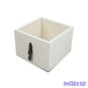 Dekorláda kocka fogantyúval 11x11x8cm - Fehér
