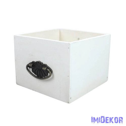 Dekorláda kocka fogantyúval 16x16x12cm - Fehér