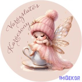 Nyomtatott fa tábla koszorú közép - Angyalkás 11,8cm