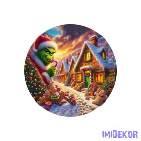   Nyomtatott fa tábla koszorú közép - Grincs mézifalván 11,8cm