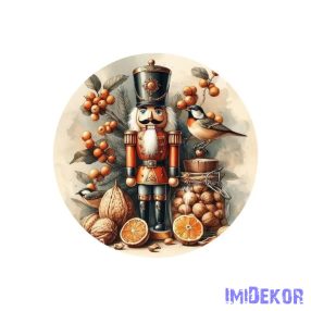 Nyomtatott fa tábla koszorú közép - Diótörő 11,8cm