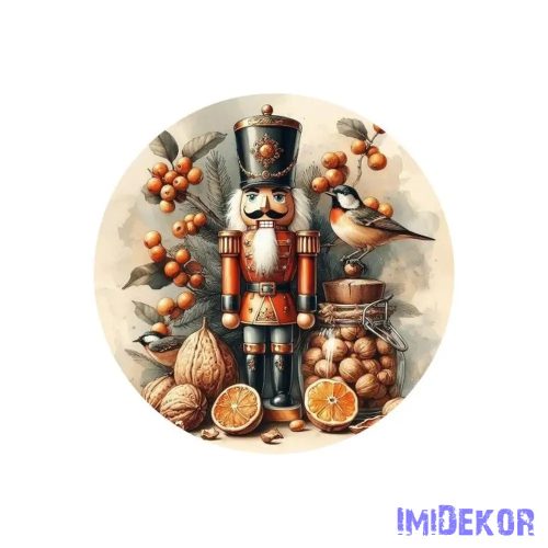 Nyomtatott fa tábla koszorú közép - Diótörő 11,8cm