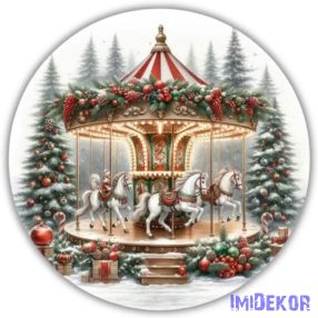 Nyomtatott fa tábla koszorú közép - Körhintás 11,8cm