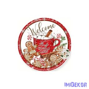   Nyomtatott fa tábla koszorú közép - Fahéjas forró csoki 11,8cm