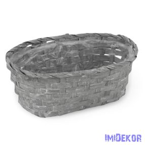 Bambusz ovális kosár 25x15cm - Szürke