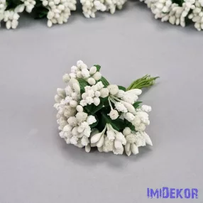 Bogyós rezgős mini csokor 9cm - Fehér