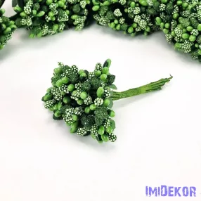 Bogyós rezgős mini csokor 9cm - Zöld