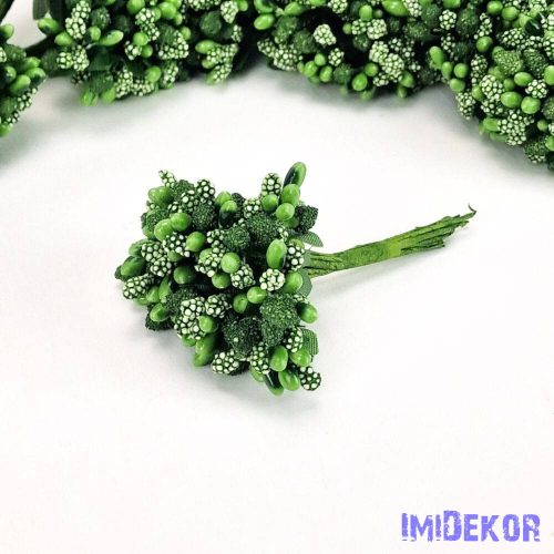 Bogyós rezgős mini csokor 9cm - Zöld