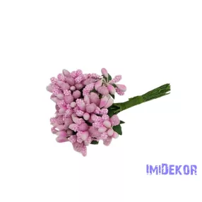 Bogyós rezgős mini csokor 9cm - Babarózsaszín