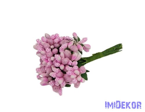 Bogyós rezgős mini csokor 9cm - Babarózsaszín