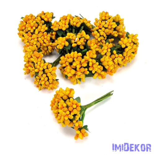 Bogyós rezgős mini csokor 9cm - Napsárga