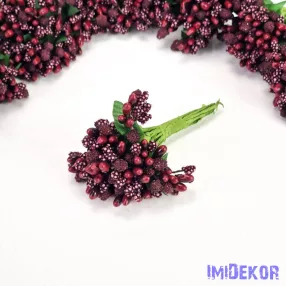 Bogyós rezgős mini csokor 9cm - Bordó